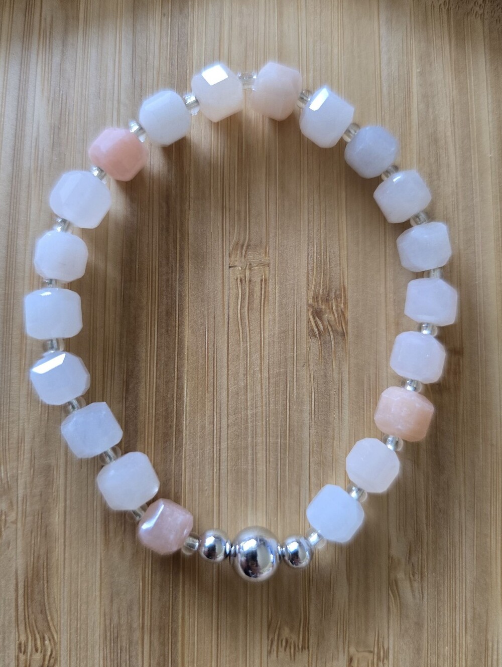 Handmade Original Peach Moonstone     6MM Stretch Bracelet